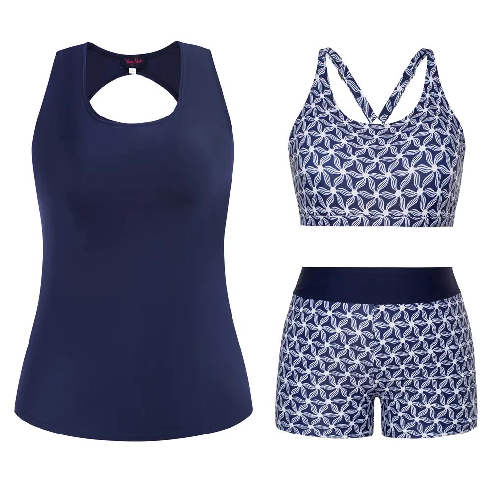 Tankini-Set – 3-teilig, Plus Size Tummy-Control - 13