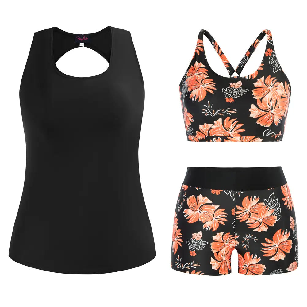 Tankini-Set – 3-teilig, Plus Size Tummy-Control - 4