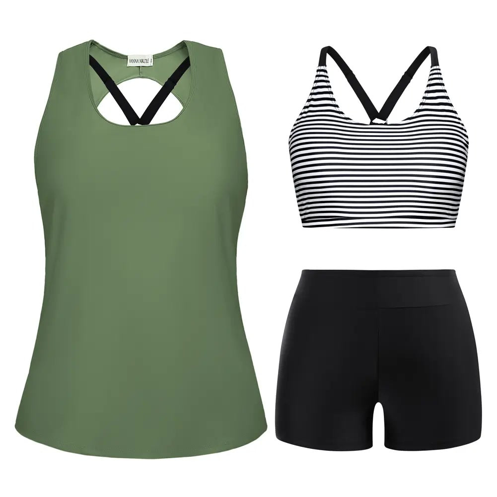 Tankini-Set – 3-teilig, Plus Size Tummy-Control - 21