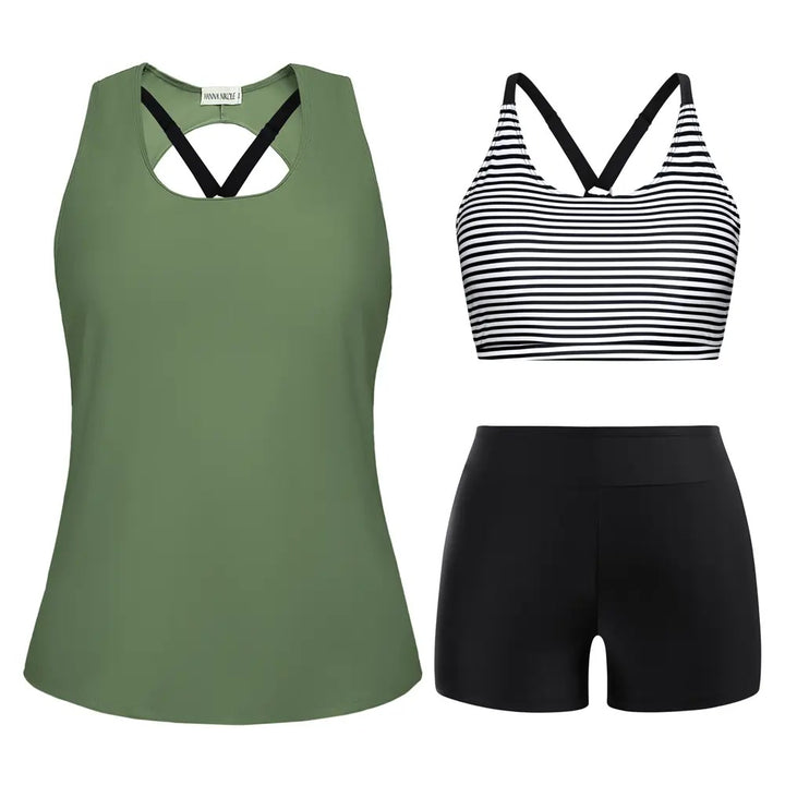 Tankini-Set – 3-teilig, Plus Size Tummy-Control - 21