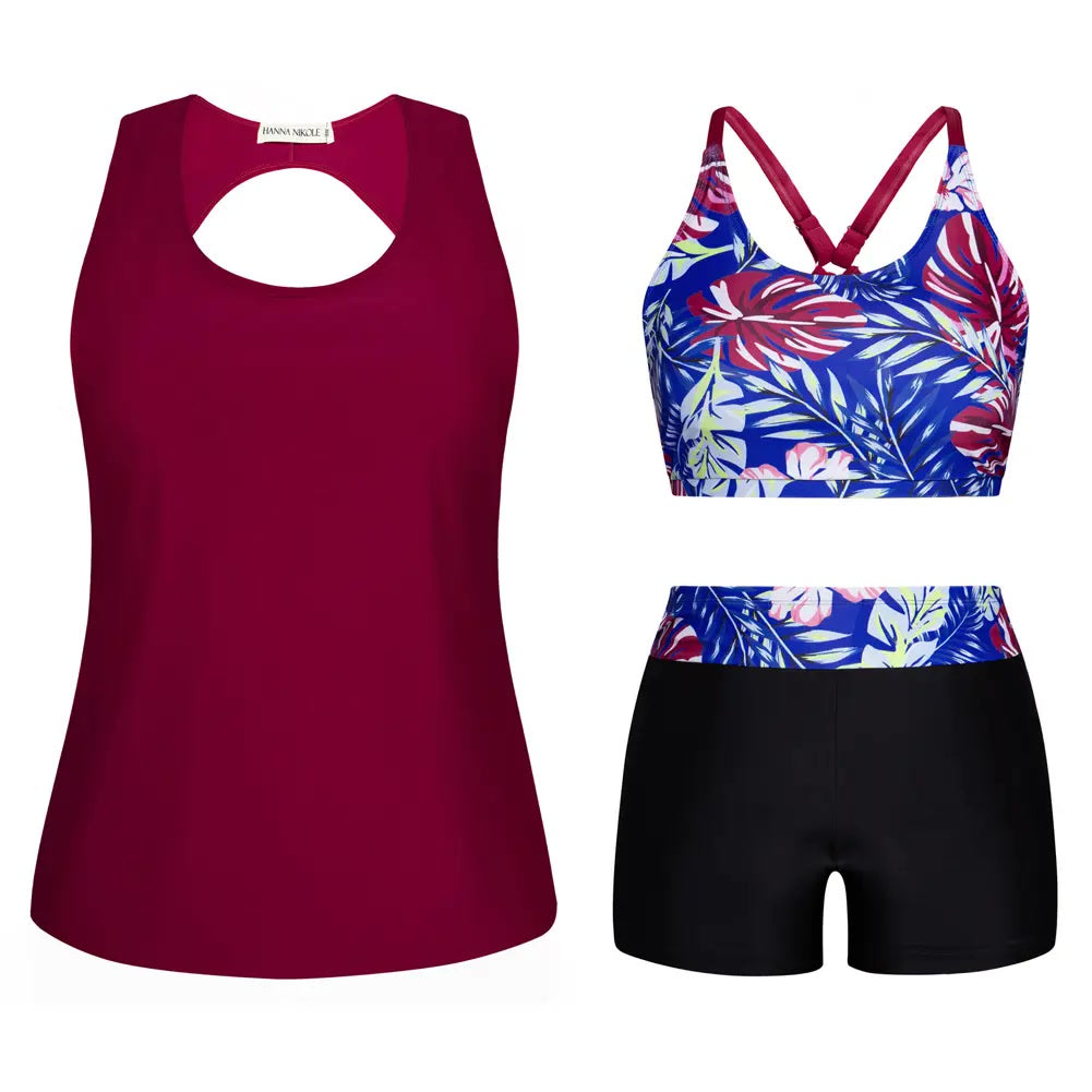 Tankini-Set – 3-teilig, Plus Size Tummy-Control - 20