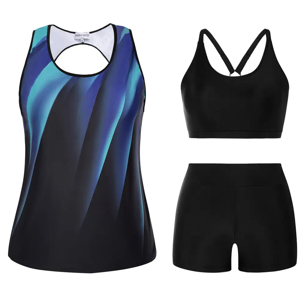 Tankini-Set – 3-teilig, Plus Size Tummy-Control - 15