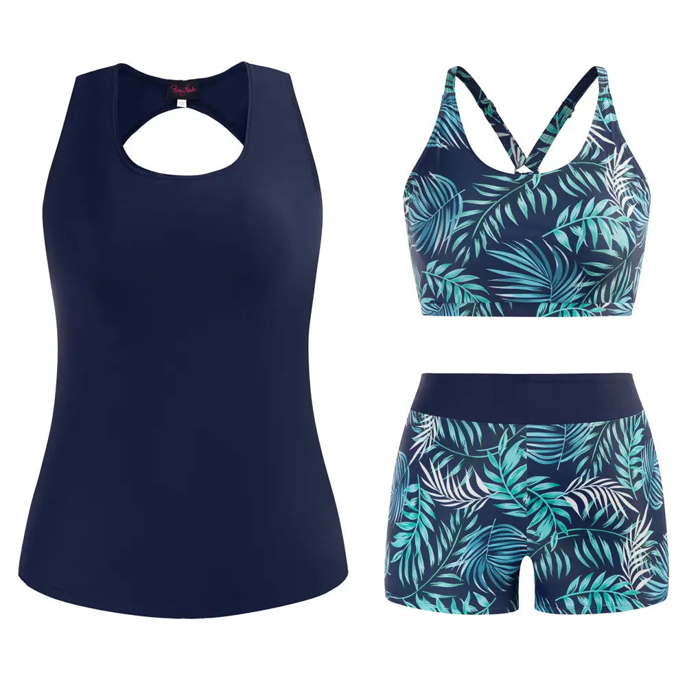 Tankini-Set – 3-teilig, Plus Size Tummy-Control - 2