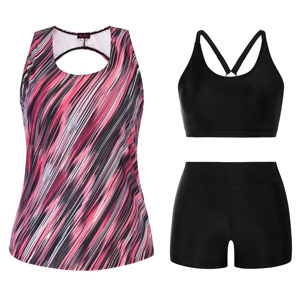 Tankini-Set – 3-teilig, Plus Size Tummy-Control - 9