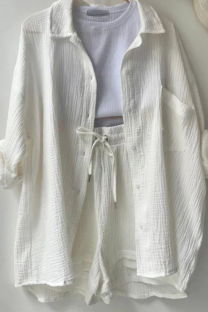 Nina™ - Modernes Cord-Set mit Oversize-Hemd