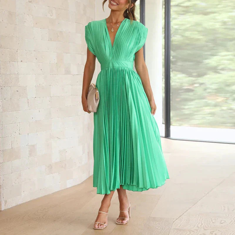 Aroa™ - Langes plissiertes Kleid für besondere Momente