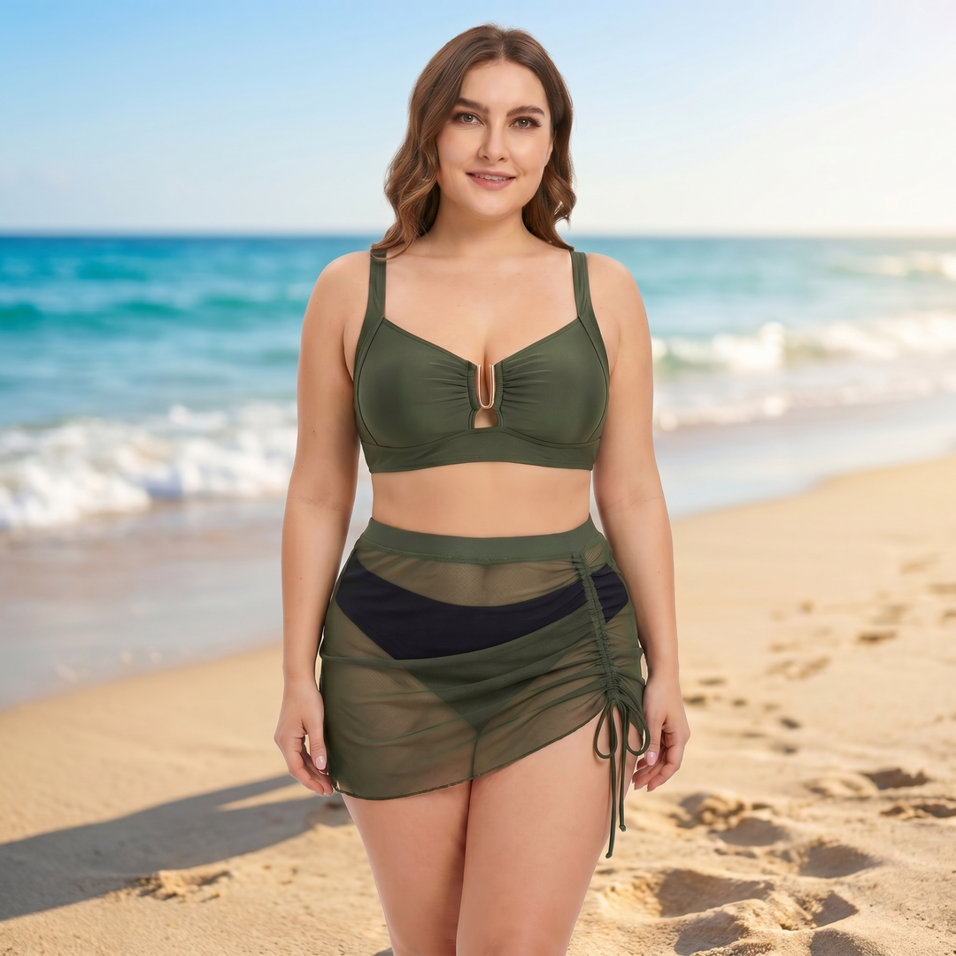 Helena™ - Hochbund-Bikini mit Schwimmröckchen