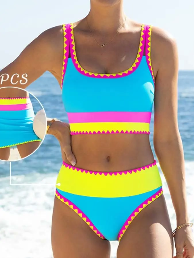 Florentina™ - Sportliches 3-Teiler Bikini-Set - Blau