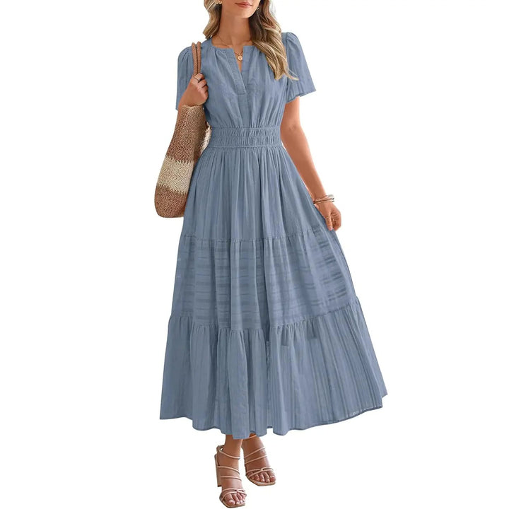 Maxikleid – Leichtes Sommerkleid mit Taschen - Blue Grey