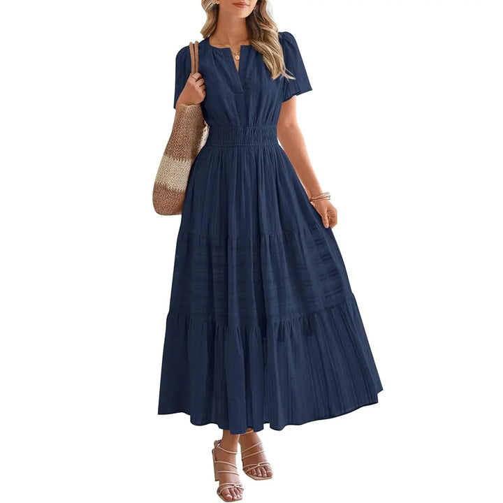 Maxikleid – Leichtes Sommerkleid mit Taschen - Navy