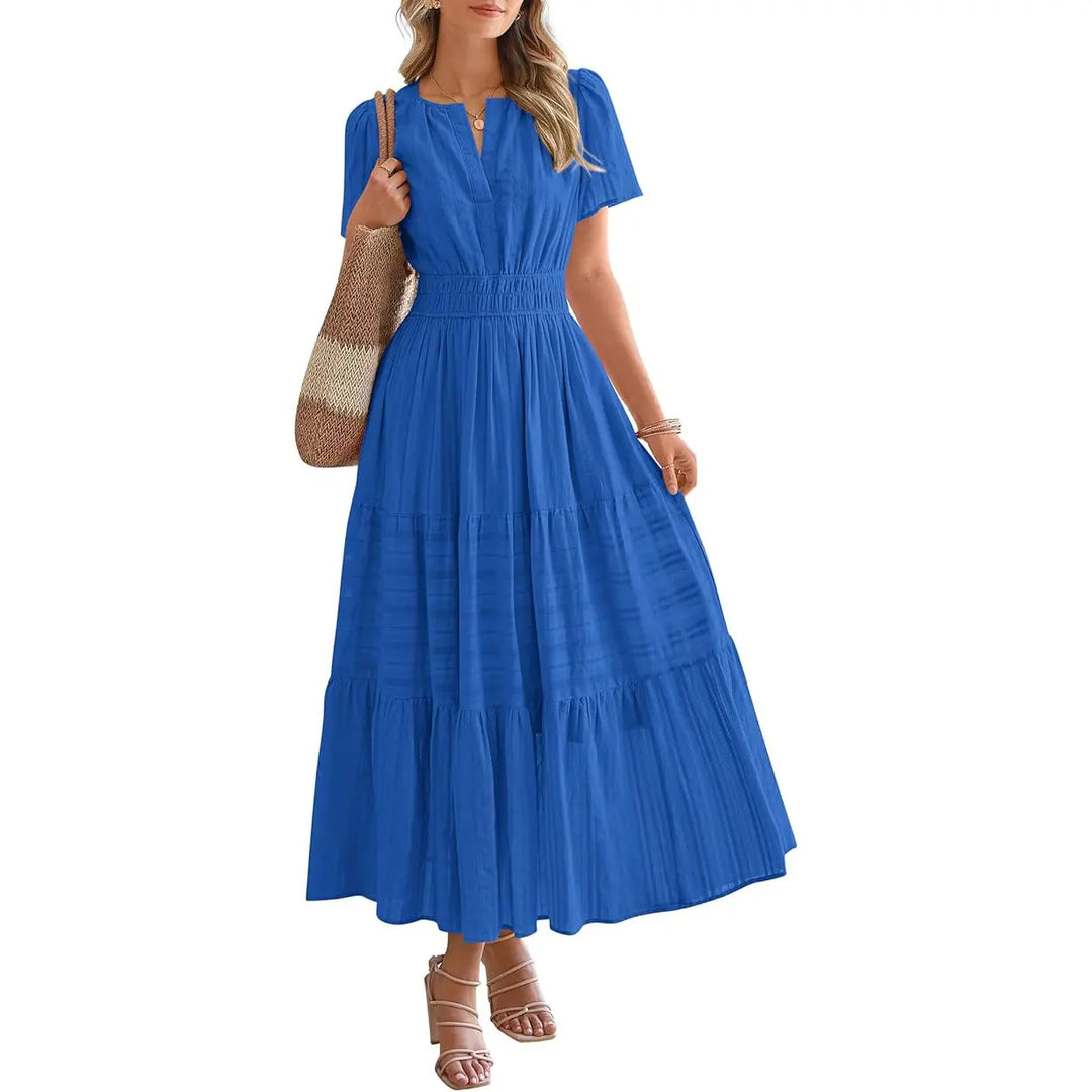 Maxikleid – Leichtes Sommerkleid mit Taschen - Blue