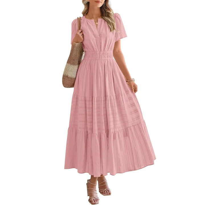 Maxikleid – Leichtes Sommerkleid mit Taschen - Bean Paste Pink