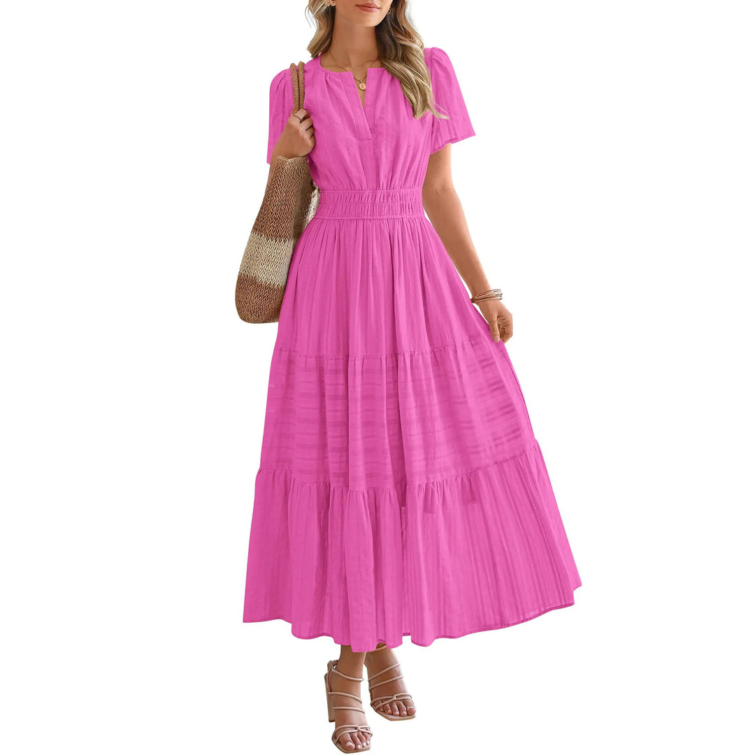 Maxikleid – Leichtes Sommerkleid mit Taschen - Rose Red