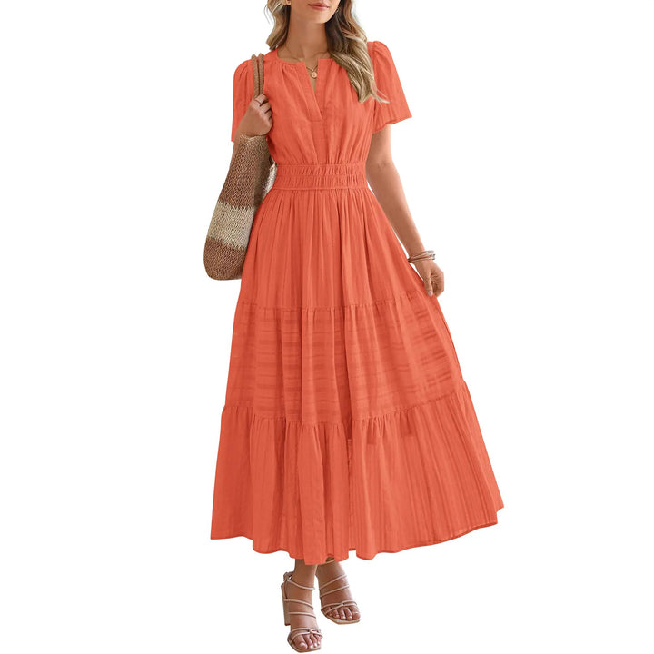 Maxikleid – Leichtes Sommerkleid mit Taschen - Orange