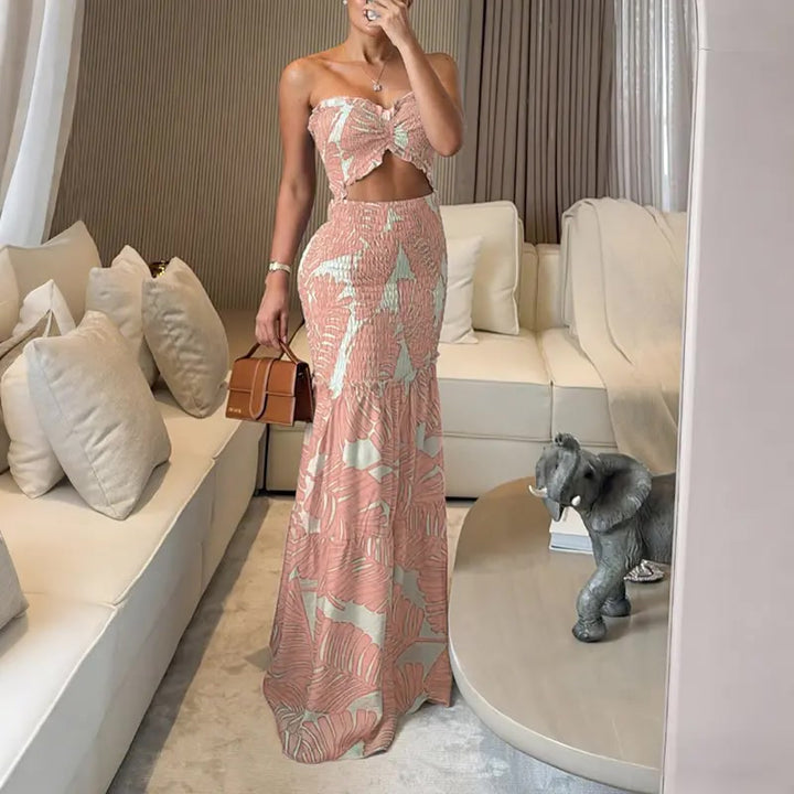 Maxikleid – Tropical Floral mit Smok-Bund - Lifestyle