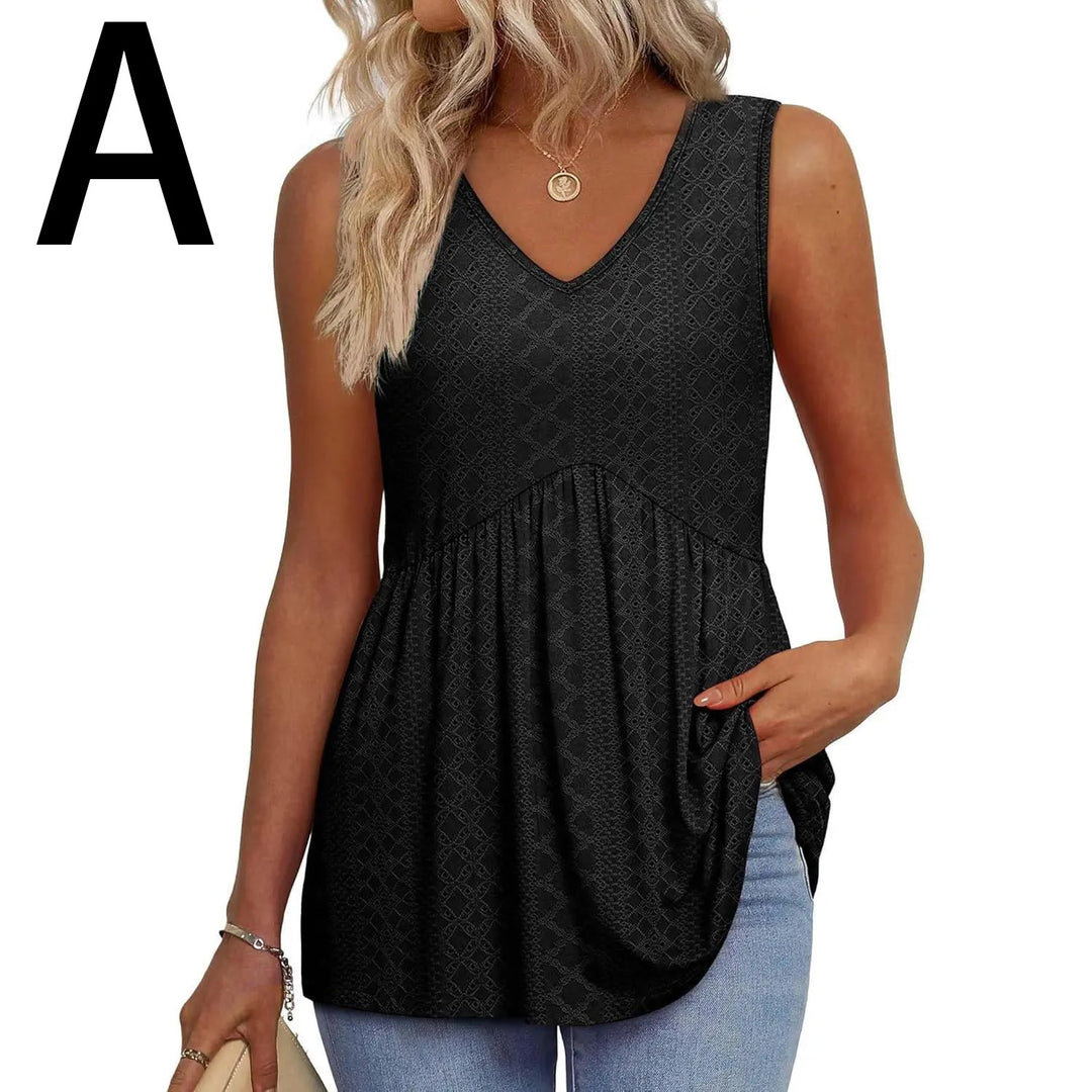 Peplum-Top – Fließendes ärmelloses Sommertop - B-black