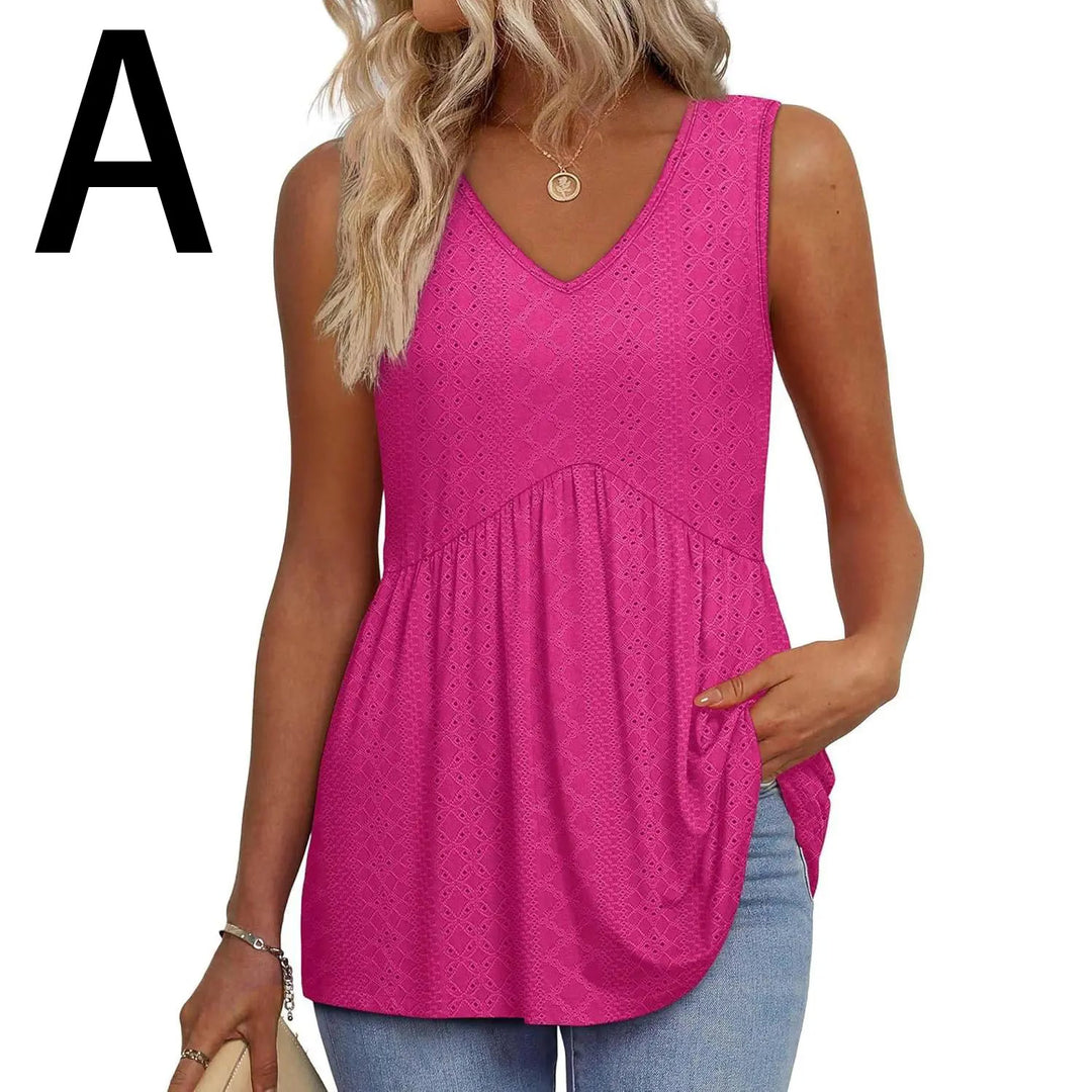 Peplum-Top – Fließendes ärmelloses Sommertop - L-hot Pink