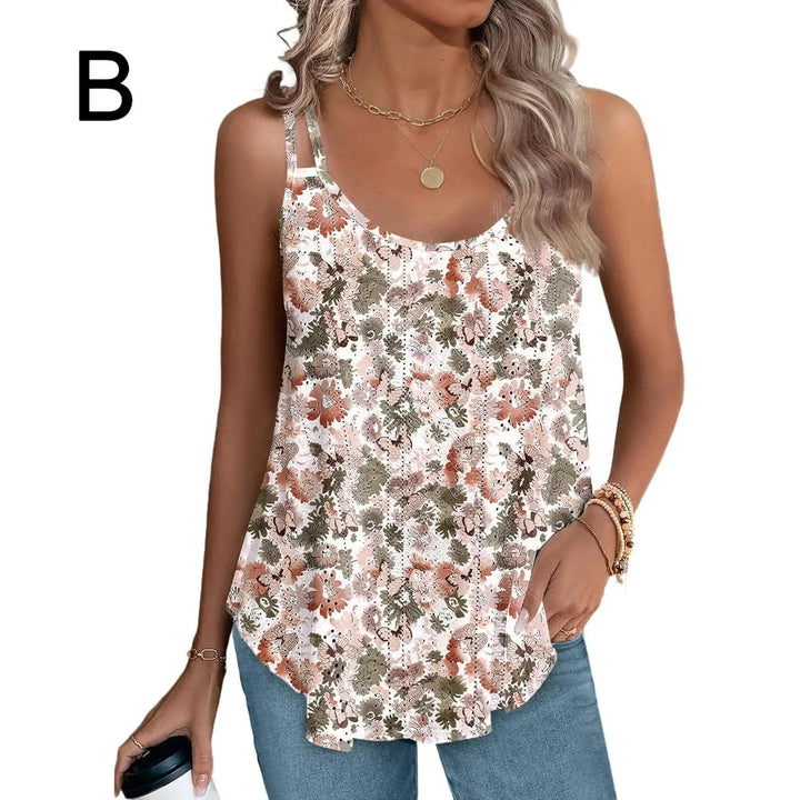 Peplum-Top – Fließendes ärmelloses Sommertop - Desgin-B-Q- Multicolor