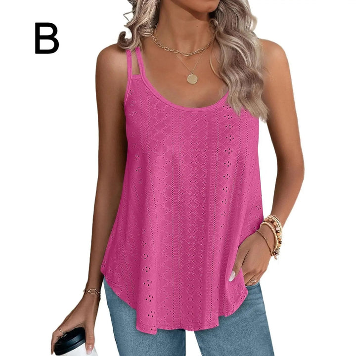 Peplum-Top – Fließendes ärmelloses Sommertop - Desgin-B-I- Hot Pink