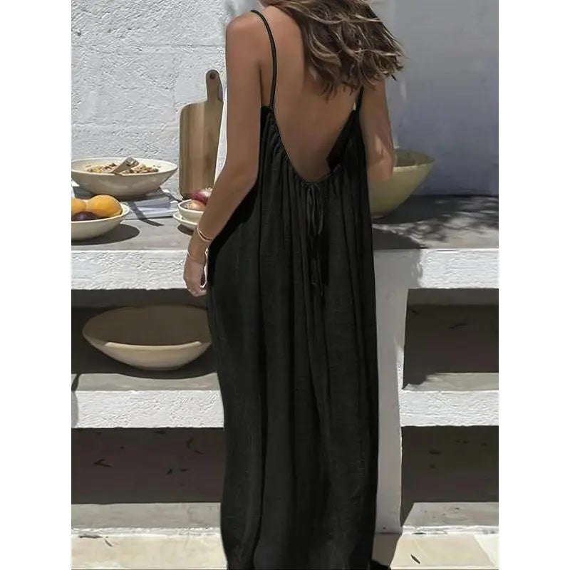 Sommerkleid – Ärmelloses Cami-Maxikleid - black